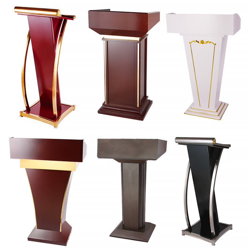 创世人 办公家具讲台演讲台迎宾教师发言台接待台咨询台会议讲台多媒体桌子高清大图