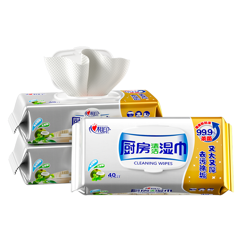 心相印厨房湿巾纸去油去污家用油烟机厨房专用湿纸巾去油污40抽高清大图