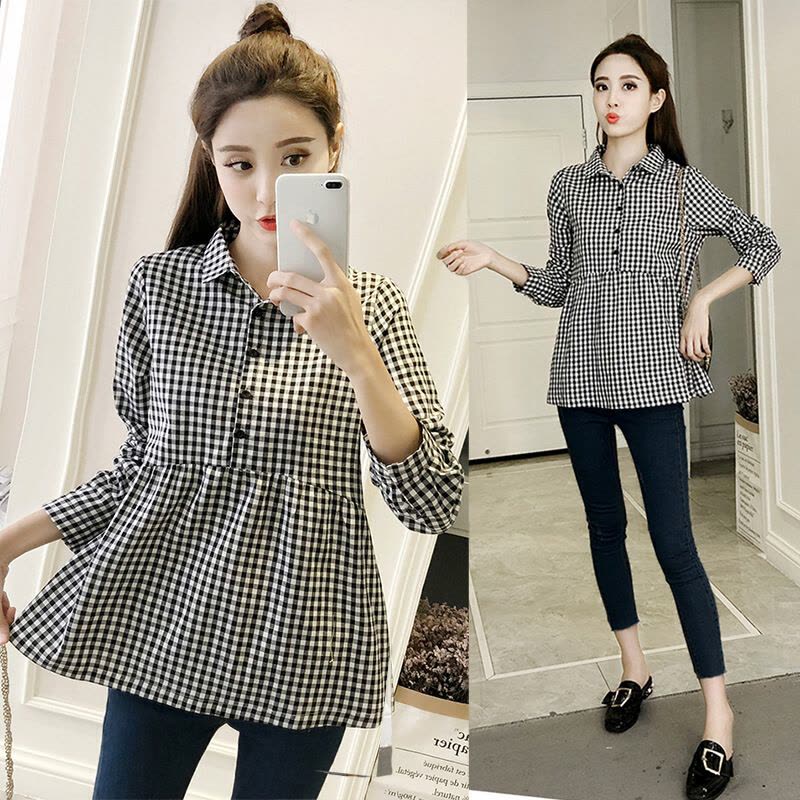 迪鲁奥(DILUAO)儿童乐园孕妇秋装套装时尚款装衬衫秋季洋气长袖上衣潮款裤子两件套图片