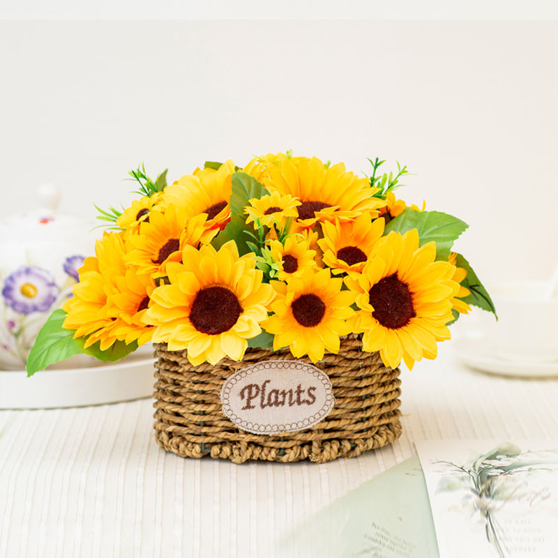 三维工匠塑料花假花盆栽客厅桌面摆设干花花束室内办公室装饰品娟花篮