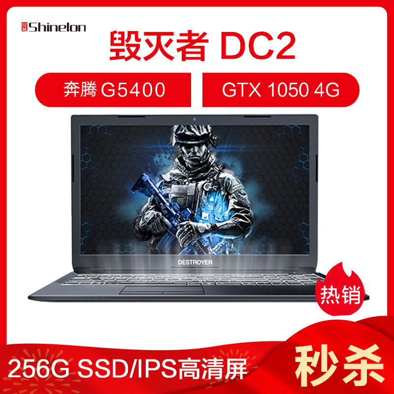 炫龙(Shinelon)毁灭者DC2代 15.6英寸游戏本吃鸡学生笔记本电脑(GTX1050 4G独显 G5400 8G 256GB SSD WIN10 IPS)