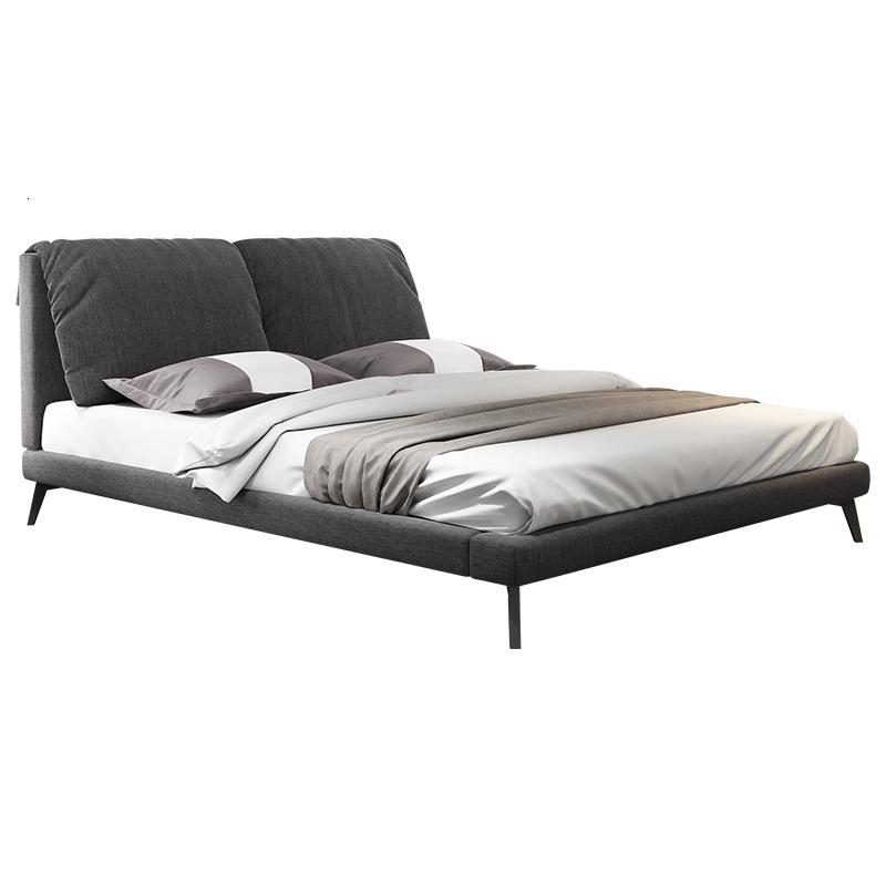 北欧气动储物布床卧室小户型可拆洗双人床榻榻米布艺床主卧 单床+乳胶床垫+两个床头柜1500mm*1900mm组装式架