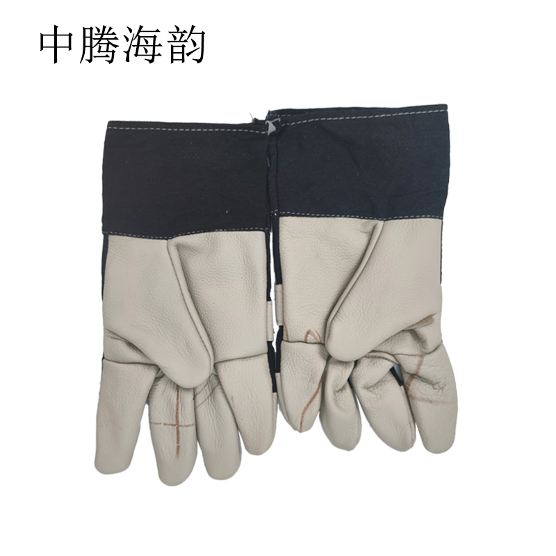中腾海韵 牛皮革电焊手套 二层牛皮颜色随机发货 38cm 双高清大图