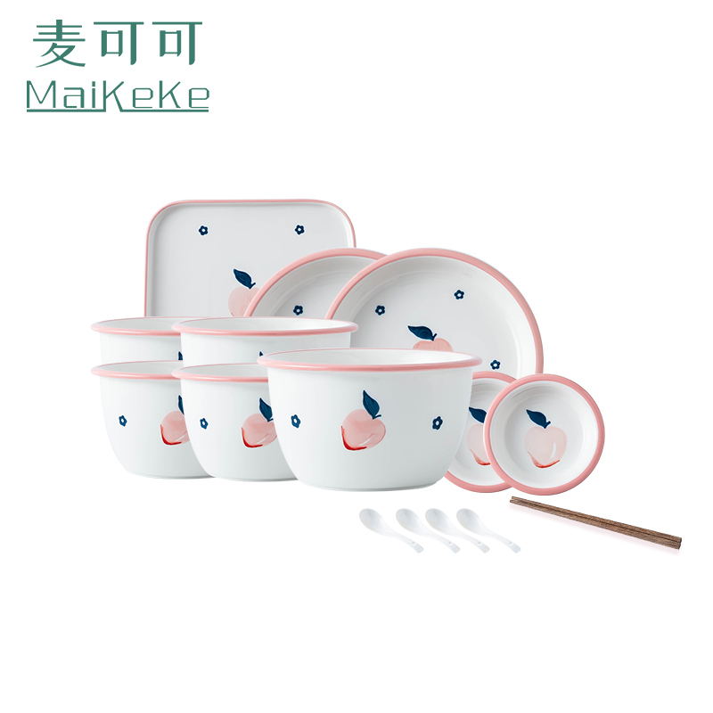 麦可可 可爱碗家用18件创意饭碗网红ins面碗陶瓷餐具套装组合