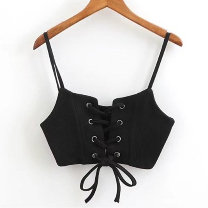 新款式2021欧美风超短款胸前绑绳小吊带抹胸女夏季修