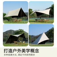 探险者(TANXIANZHE)黑胶天幕户外帐篷蝶形大遮阳棚布四杆防风野餐露营装备 (28㎡)卡其色四杆固定2119