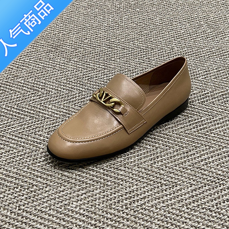 SUNTEK圆头小皮鞋一脚蹬软底百搭乐福鞋女英伦风平底懒人通勤单鞋子高清大图