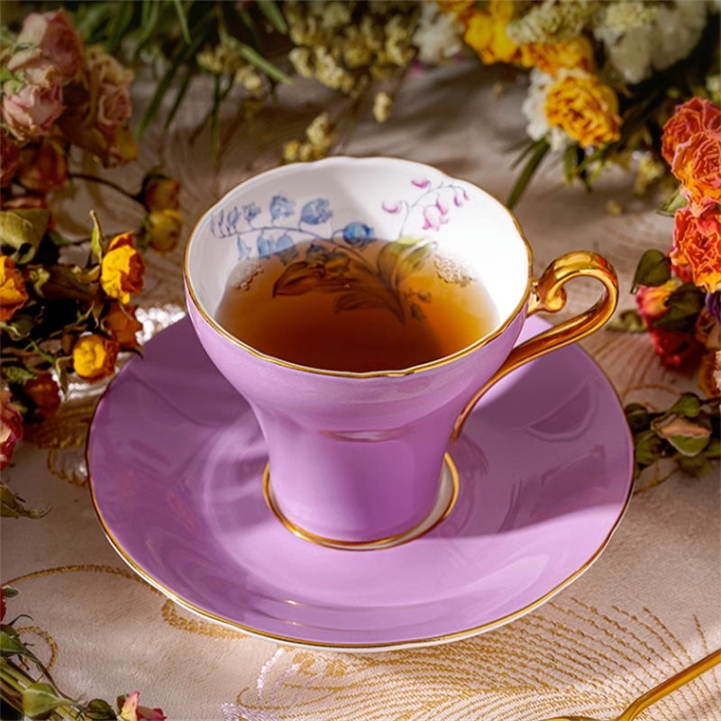 Aynsley安斯丽色釉铃兰小蛮腰英式骨瓷咖啡杯茶杯对杯礼盒