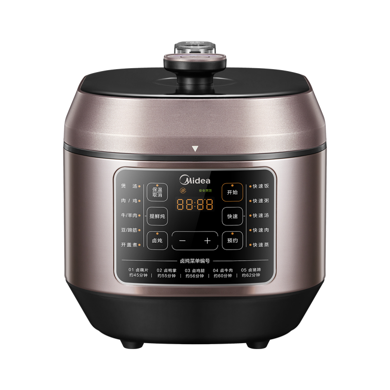 美的(Midea)0涂层电压力锅压力锅6L电高压锅多功能开盖煮智能预约快速饭提鲜炖 MY-C640G GM
