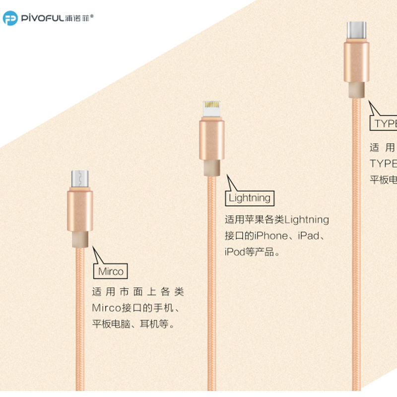 浦诺菲(pivoFUL) 一拖三 手机数据线 充电线 PUC-14