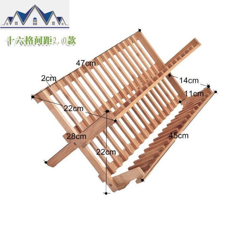 楠竹可折叠沥碗架沥水架双层 厨房置物收纳碗架竹碗架碗碟架架子 三维工匠收纳层架高清大图
