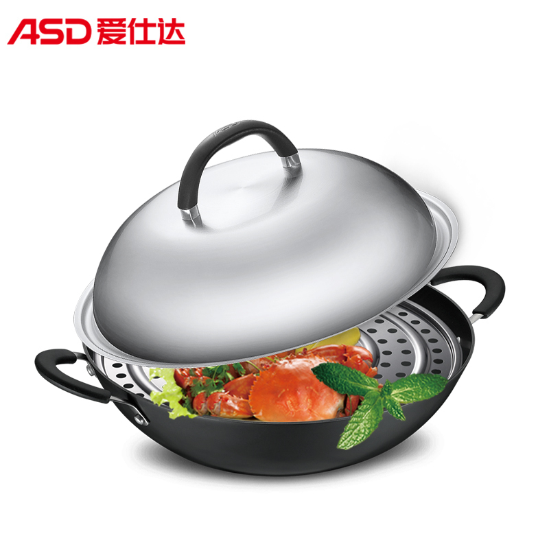 [商场同款]爱仕达(ASD)锅具炒锅 40CM锈不了铸铁炒菜锅 中式双耳炒锅大尺寸炖锅蒸锅 CF40B1Q