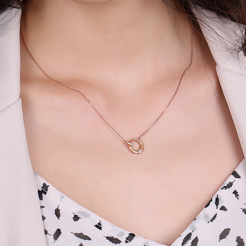 18k金钻石项链 圆舞曲系列 时尚玫瑰金色项链女款 送女友 秋季新品 主