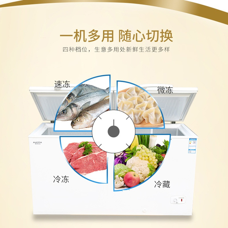 卧式冰柜 顶开门冷柜 商用大容量冷藏冷冻双开门卧式大冷柜 S
