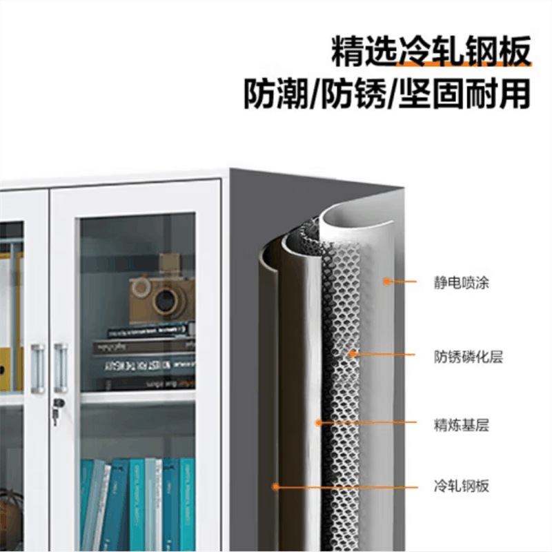 沃盛 办公文件柜 铁皮柜资料柜储物柜上下玻璃器械柜加厚款1850*850*390图片