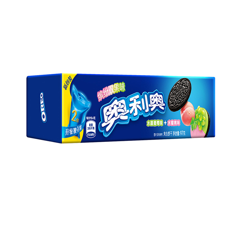 奥利奥(OREO) 夹心饼干 零食 缤纷双果味水晶葡萄味+水蜜桃味97g
