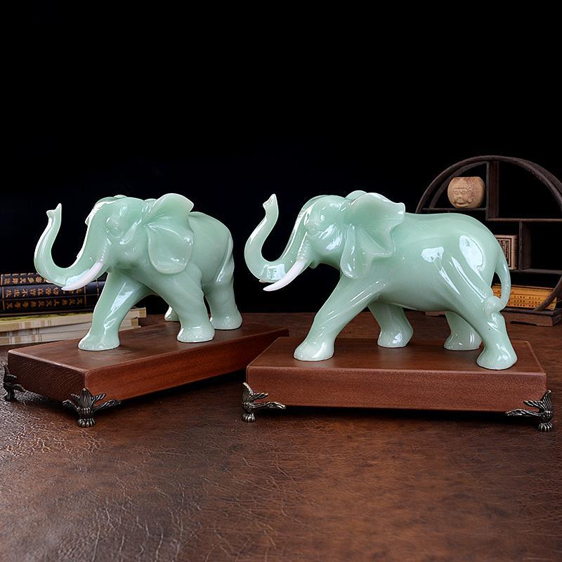 家柏饰corated玉石大象摆件一对客厅玄关酒柜装饰工艺品摆件家居象