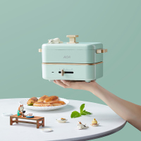 北美电器(ACA)多功能料理锅AH-MP55A 家用多功能锅料理锅 电烧烤锅电火锅蒸锅家用电烤锅 浅绿色