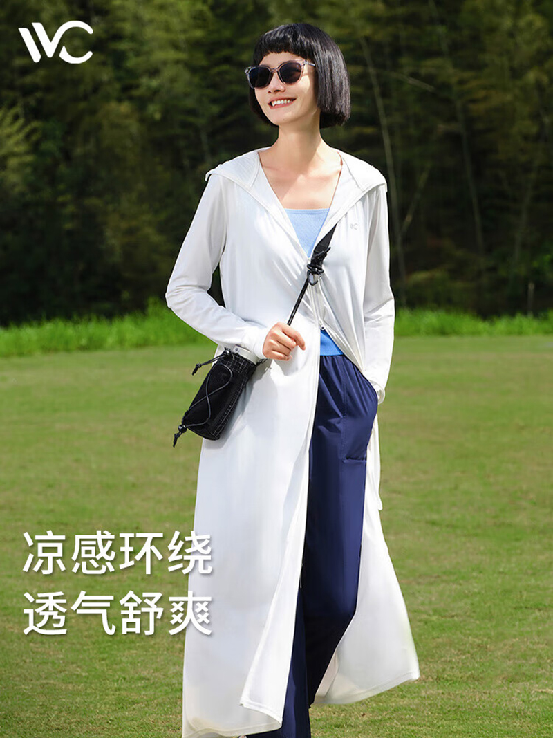 VVC防晒衣服女士夏季长款冰丝凉感防紫外线外套时尚出游披肩 时尚黑高清大图
