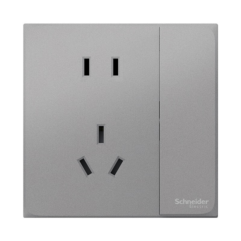 【新品】施耐德电气开关插座 皓呈系列薄雾灰色 86型墙壁开关 10A开关 一开单开双控电源插座面板带开关电源插座纯平无框 一开五孔 薄雾灰