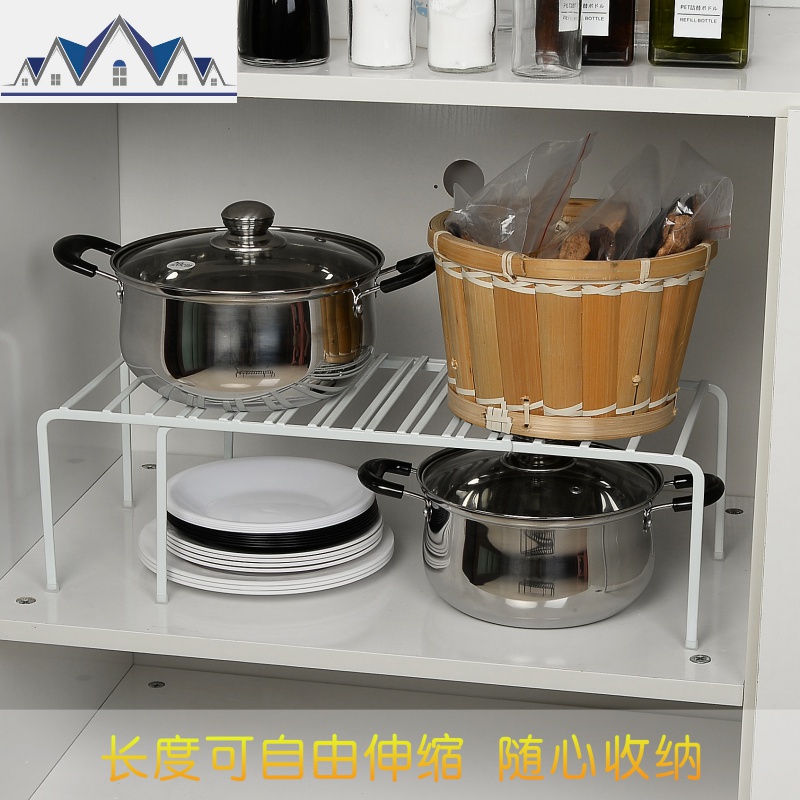 厨房橱柜置物架隔板可伸缩单层架子分层分隔放锅架碗碟收纳架 三维工匠高清大图