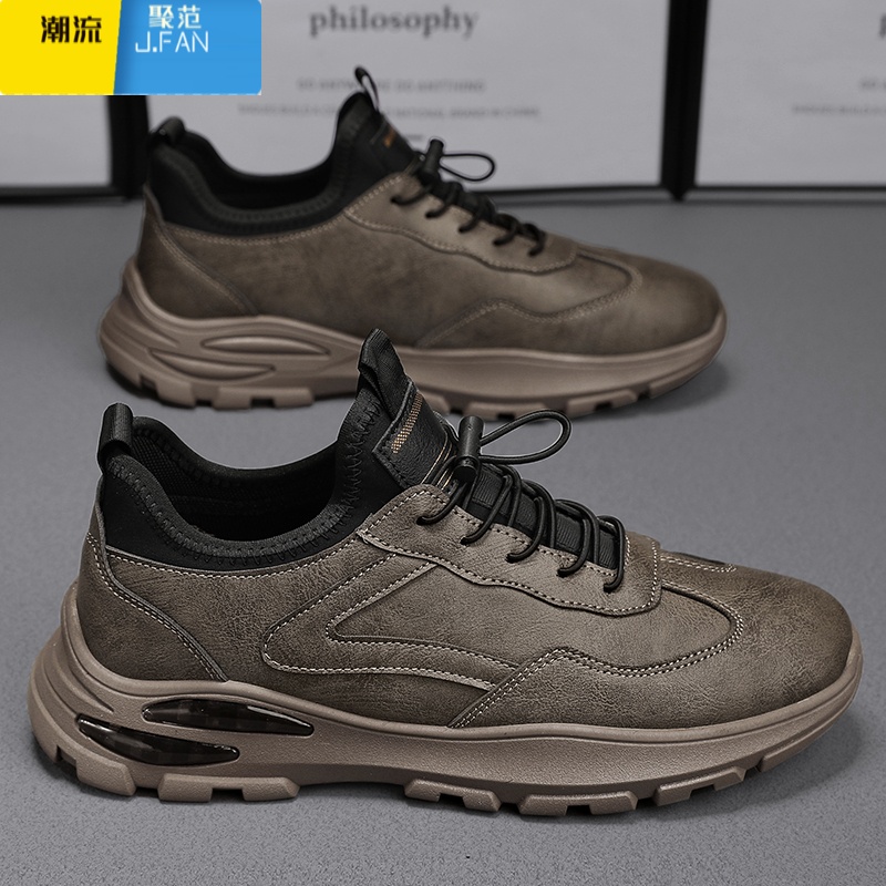 聚范男鞋夏季厨房厨师鞋防水防滑工作休闲皮鞋一脚蹬纯黑色劳保潮鞋高清大图