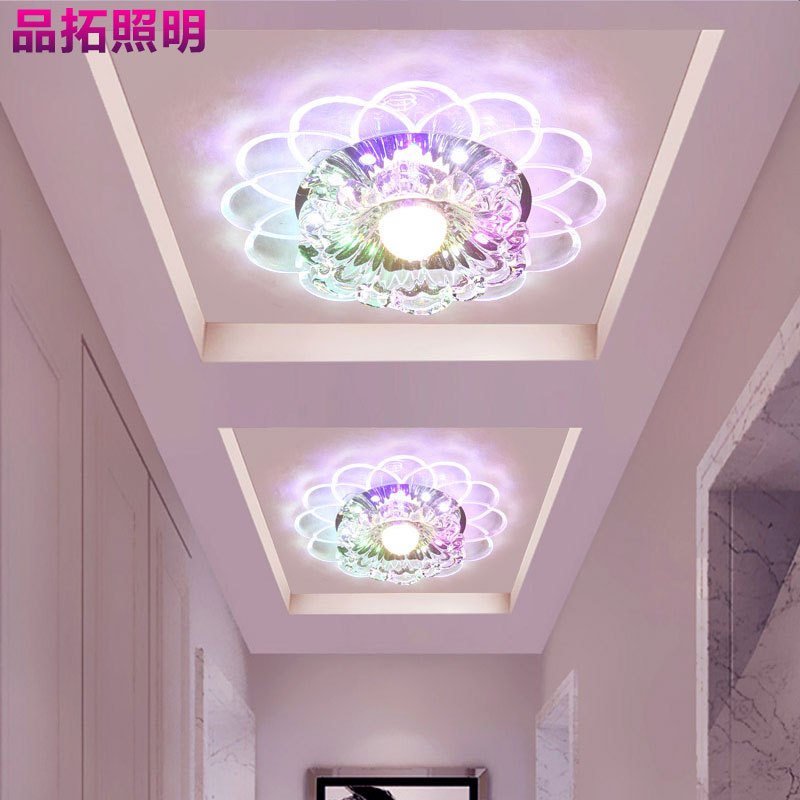 品拓(PINTUO)现代简约吸顶灯水晶灯铁艺暗装天花灯牛眼灯服装店背景走廊孔灯玄关过道8?灯具