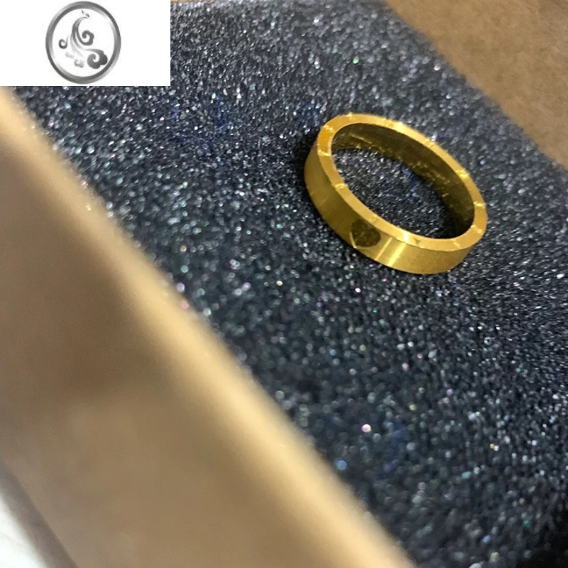 jimi欧美简约金色爱心数字戒指女钛钢小众轻奢时尚素圈食指环饰品