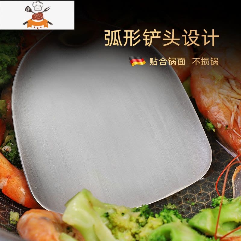 304不锈钢锅铲套装炒勺炒铲家用不粘炒菜铁铲子长柄汤勺漏勺厨具 敬平 304 花梨木 长柄 [锅铲]图片