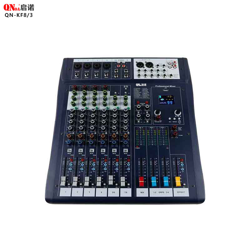 启诺 专业会议八路调音台 四路话筒二路立体声输入调音台 QN-KF8/3高清大图