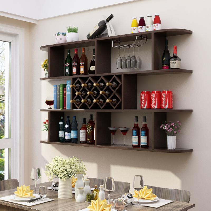 现代简约闪电客壁挂酒柜酒架墙上置物架菱形酒格餐厅挂壁挂酒柜式红酒