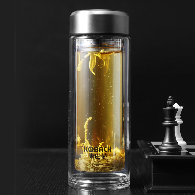 康巴赫(KBH)玻璃杯水杯泡茶杯双层加厚防烫高硼硅玻璃杯