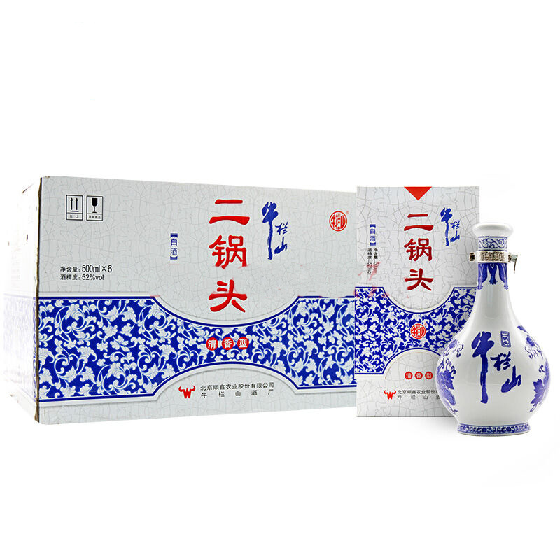 牛栏山 二锅头 青花瓷 52度 清香型白酒 500ml*6瓶 整箱装