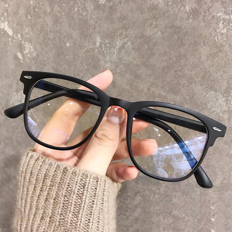 韩版变色眼镜框网红同款防学生有度数圆脸显瘦近视眼镜女蓝光辐射|透明框[变灰色] 近视450度图片