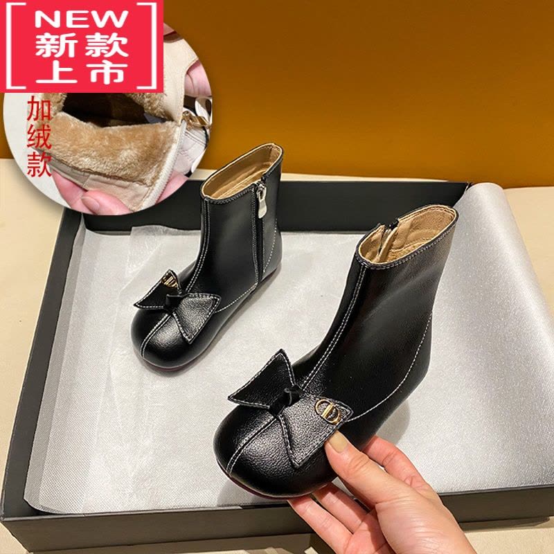 可莉允女童短靴2022秋冬新款儿童马丁靴小女孩单靴宝宝加绒女童靴子图片