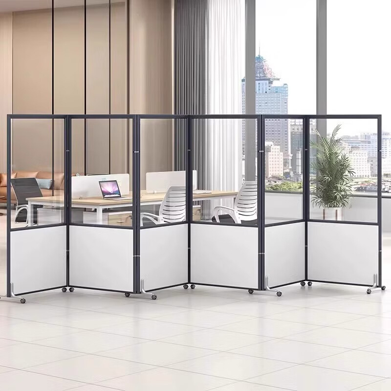 苏宁 质凡 办公室可移动活动挡板折叠屏风隔断(透明亚克力)/ZF-GD024/1.0米宽*2.0米高高清大图