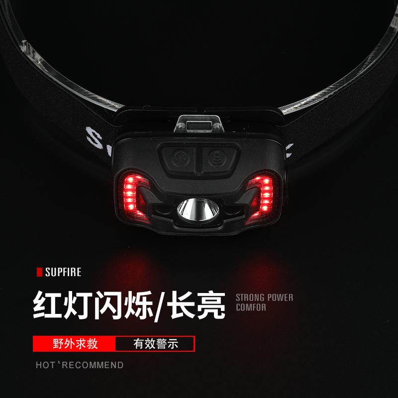 supfire神火HL16强光头灯LED夜钓远射USB充电感应式户外照明矿灯头戴手电筒