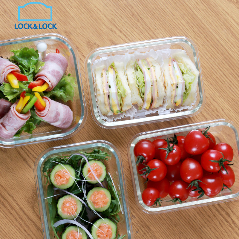 乐扣乐扣（lock&lock）玻璃套装保鲜盒四件套LLG429S003高清大图