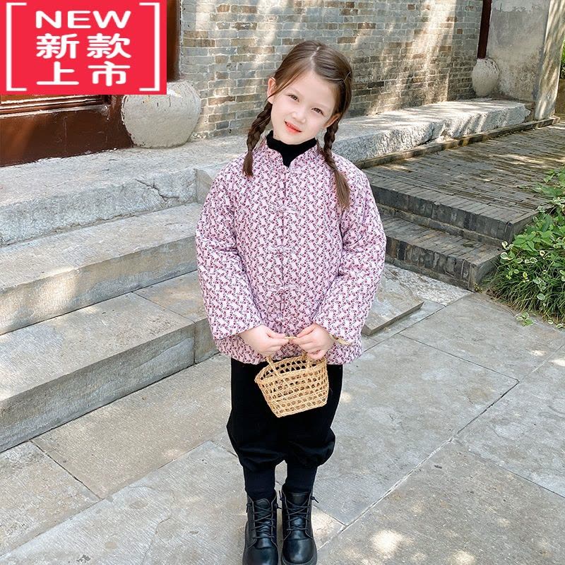 可莉允儿童手工棉花棉袄女童冬季加厚保暖防寒中国风唐装改良宝宝拜年服棉服图片