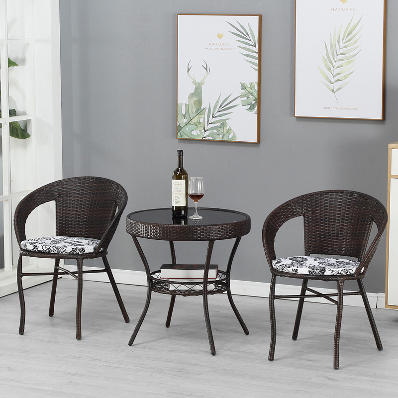 寻木匠白色藤椅三件套藤编椅阳台喝茶桌椅pe仿藤椅客厅卧室休闲藤椅