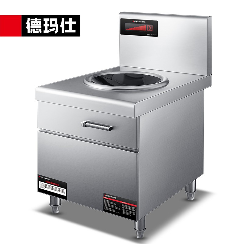 德玛仕(DEMASHI) 饭店学校食堂大功率凹面电磁灶台 12kw单头无尾400小炒炉HW-XC12C-06L(201)