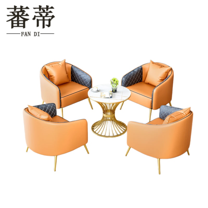 蕃蒂 沙发 橘色一桌四椅 组高清大图