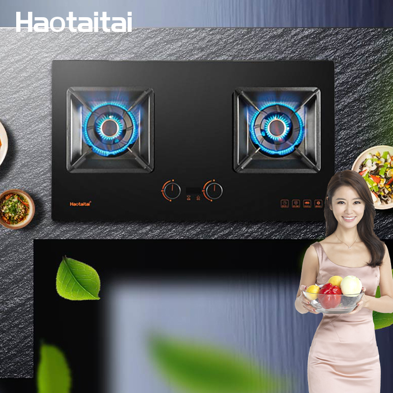 haotaitai燃气灶具防烫4.8KW大火力 左右独立定时 可拆洗保洁炉头 纯铜火盖X402液化气 免费安装