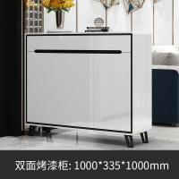 鞋柜家用口钢琴烤漆大容量厅玄关柜现代简约黑白色储物收纳柜定制 双面隔断1.0m组装