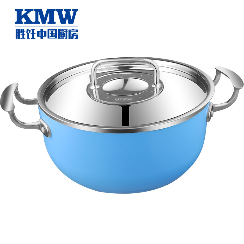 KMW绿鼎第四代健康(线柄)汤锅Gpotl240004 德锅具品质 炫彩易清洁304不锈钢 24cm汤锅火锅两用多功能锅