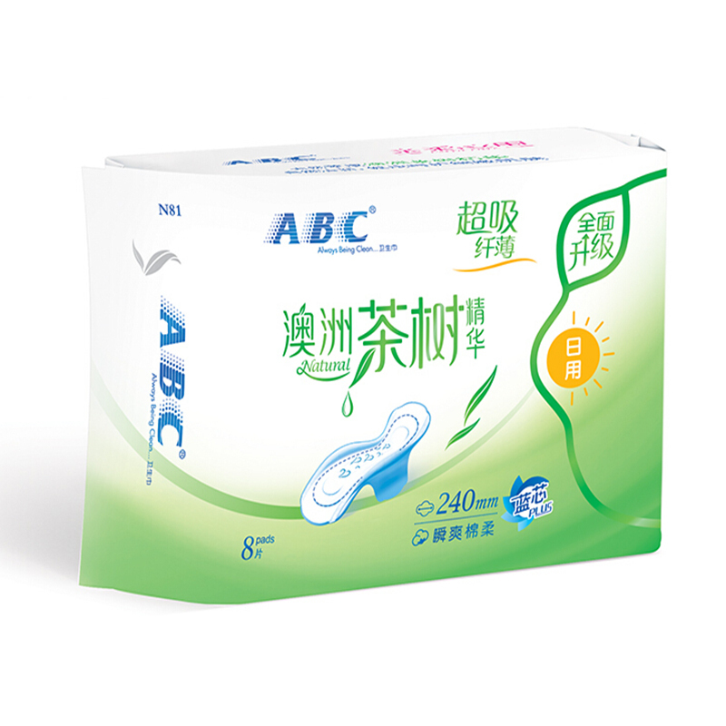 ABC茶树精华纤薄棉柔日用卫生巾