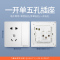 飞雕(FEIDIAO)开关插座 86型家用暗装超大面板 品意系列电源墙壁开关面板 品意白一开单五孔