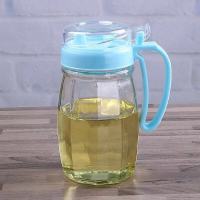 家用玻璃油壶调料盒放盐罐调料味罐佐料瓶收纳盒组合套装酱油瓶子 单只油壶(蓝)