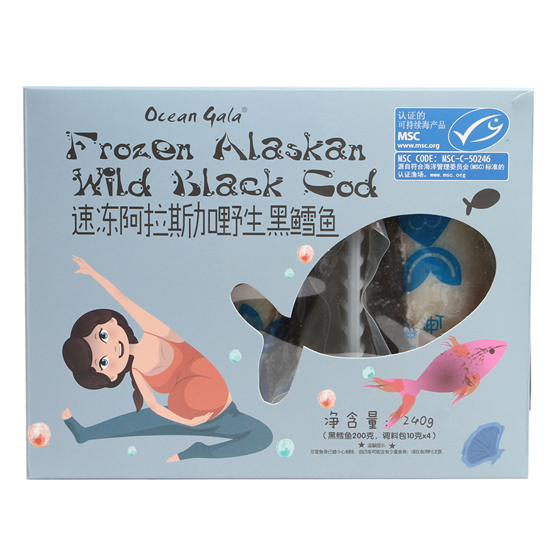 Ocean Gala海鲜盛宴速冻阿拉斯加野生黑鳕鱼块（孕妇系列）240g/盒