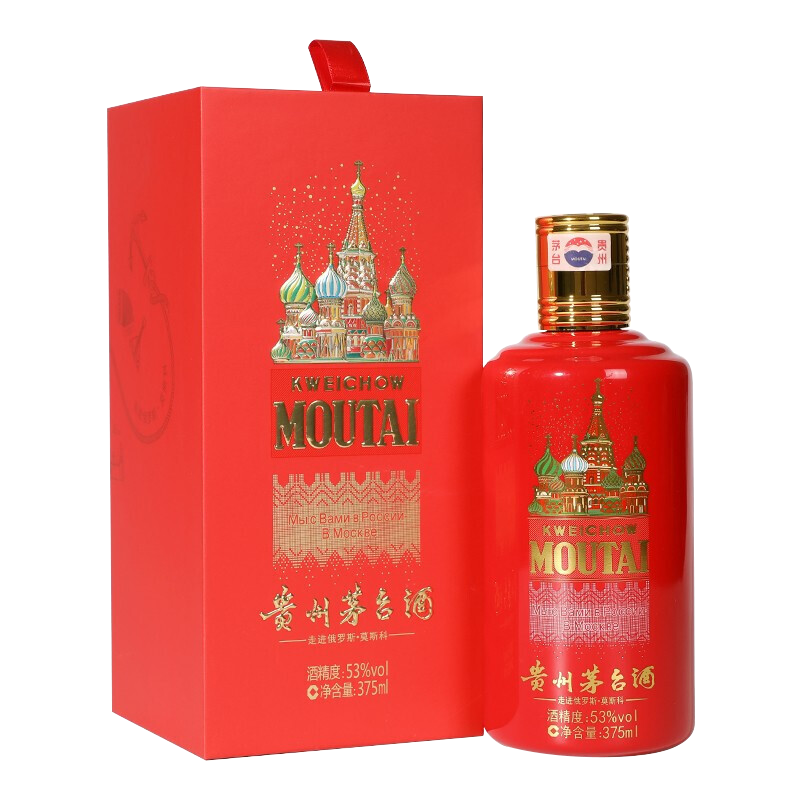 贵州茅台酒 走进四国系列(走进 意大利 坦桑尼亚 俄罗斯 智利)53度酱香型白酒 375ml*4瓶 组合